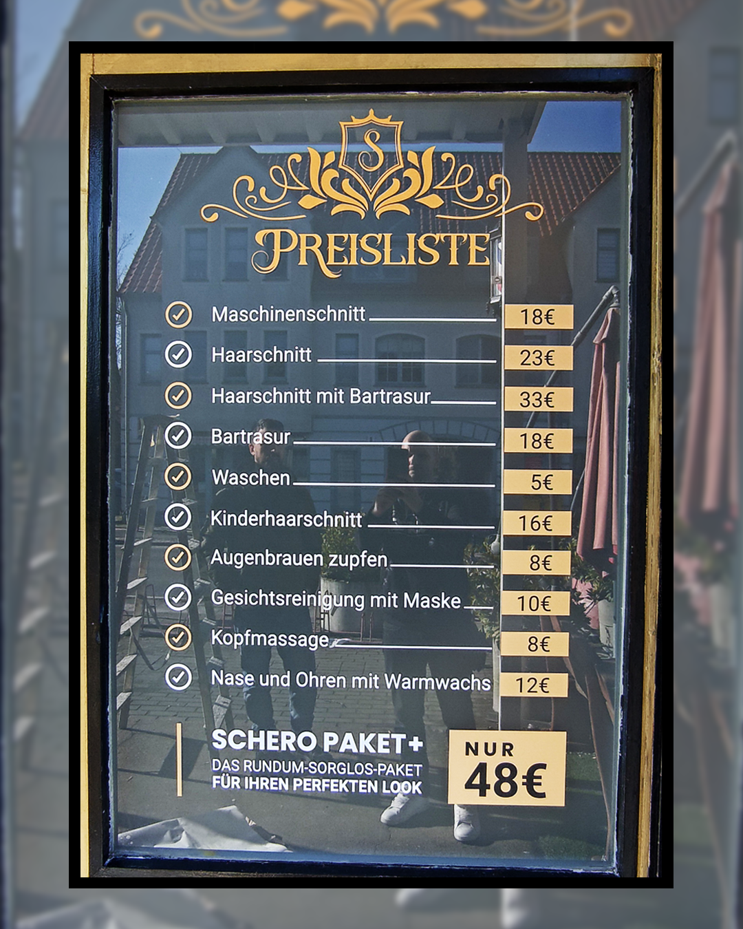 Schero - Schaufenster Preisliste 2026